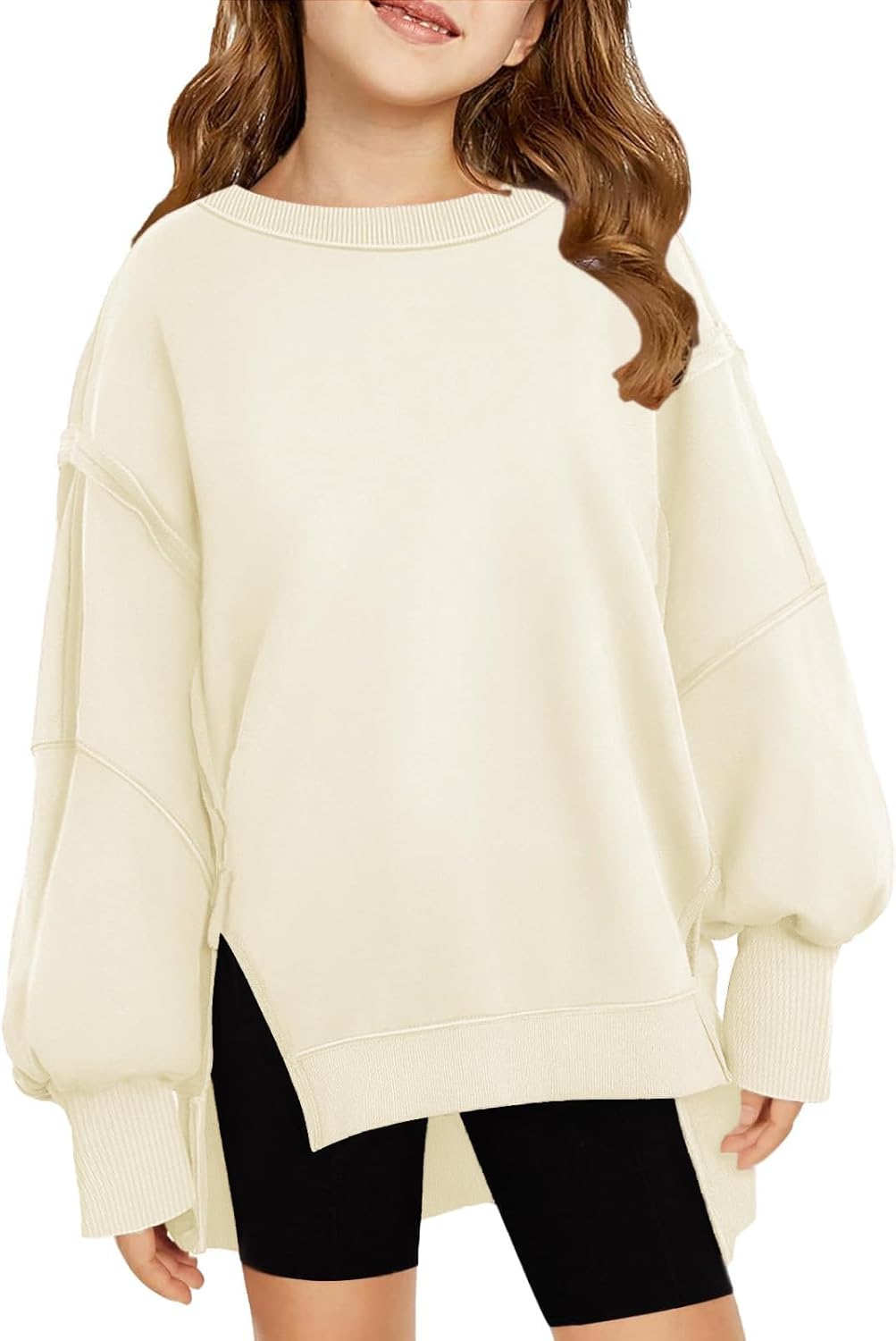 Sweatshirts For Teen Girls Trendy Crewneck Oversized Kids Tops Long Sleeve Cute Fall Clothes