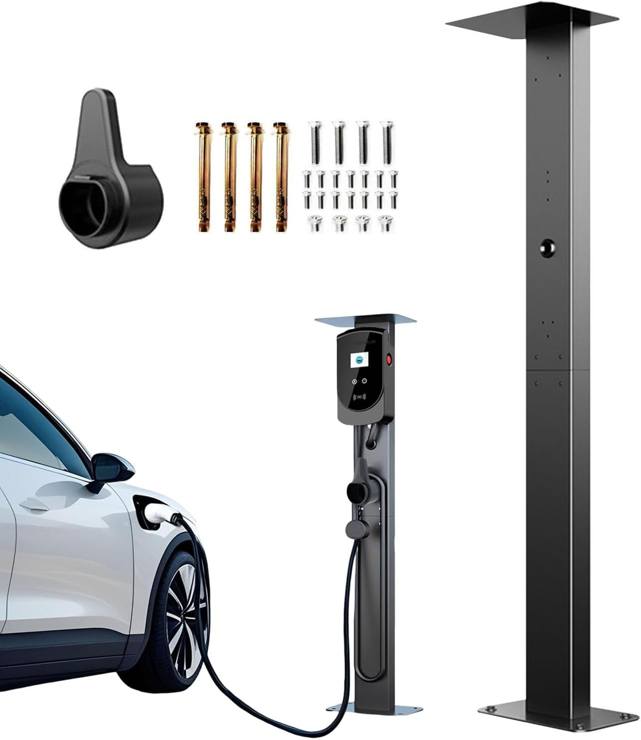Wallbox Stand, EV Charging Column Stand Electric Vehicle EV Charger Pedestal Freestanding Charging Station Accessory Support Pole for EV Charging Station