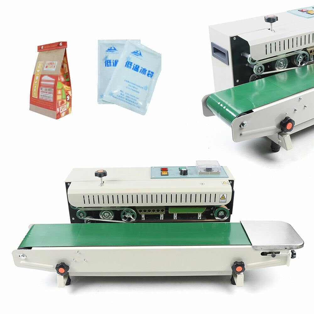 IUokLU Continuous Sealing Machine, Band Sealer Machine W/Digital Temperature Control,Automatic Horizontal Sealing Machine W/Printing Function