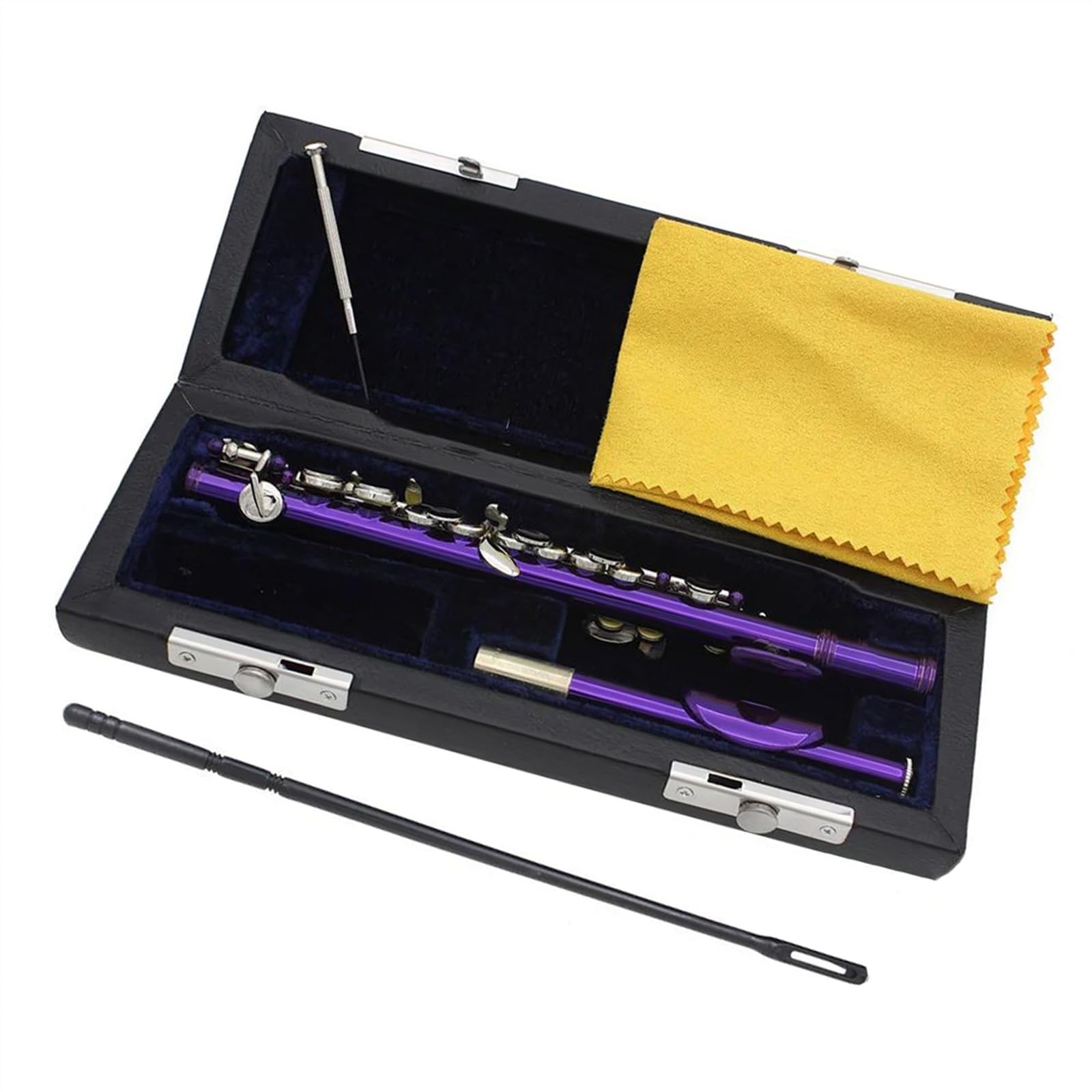 Profesional Flauta Travesera Piccolo Morado 16 Agujeros Cerrados Añadir Llave E Flauta De Cuproníquel De Tamaño Medio Con Funda De Cuero