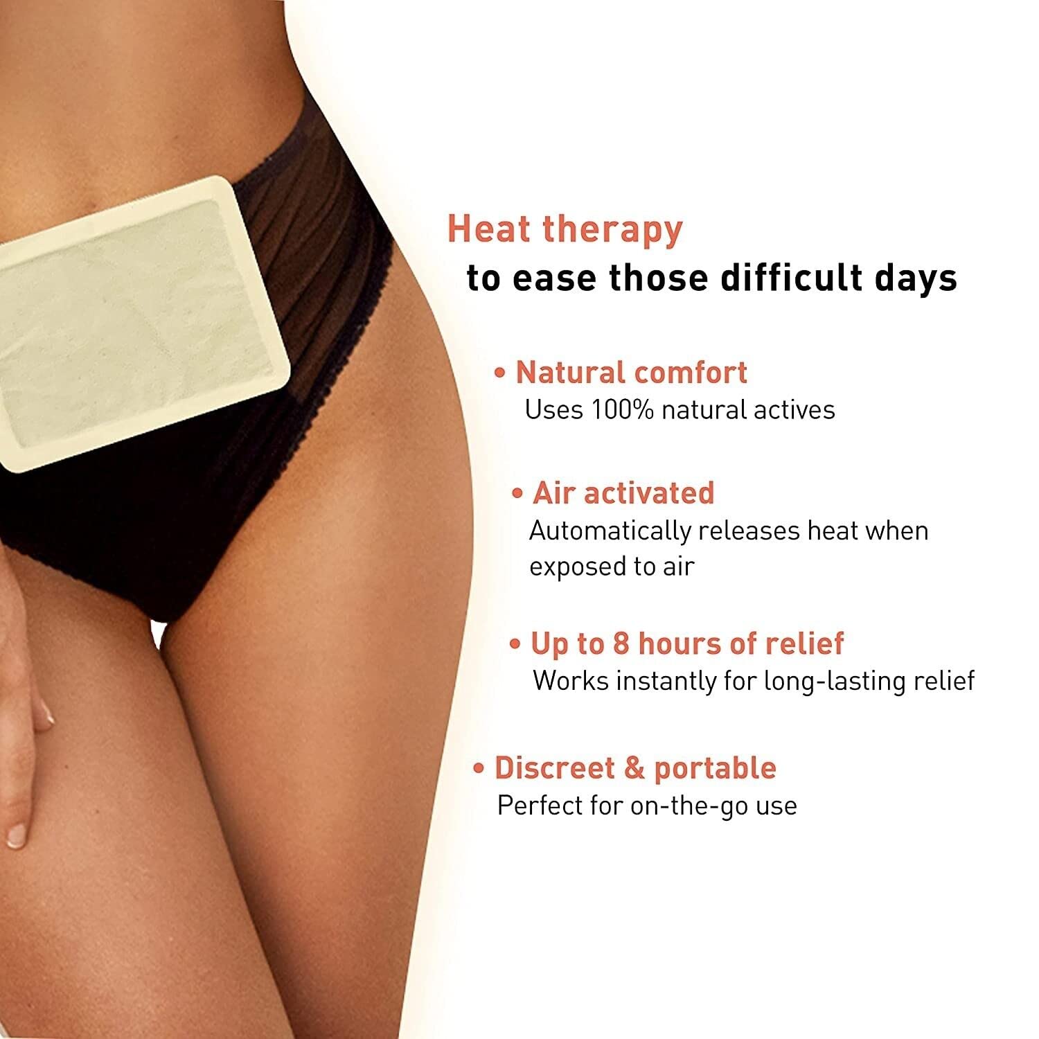 Magnova Menstrual Cramp Heating Patch 8 Packs, Period Pain Relief Heat Patch - 100% Natural Instant Pain Relief For Neck, Shoulders, Back, Self Heating Pad for Period Cramp & Lasts for 12 Hours, 4