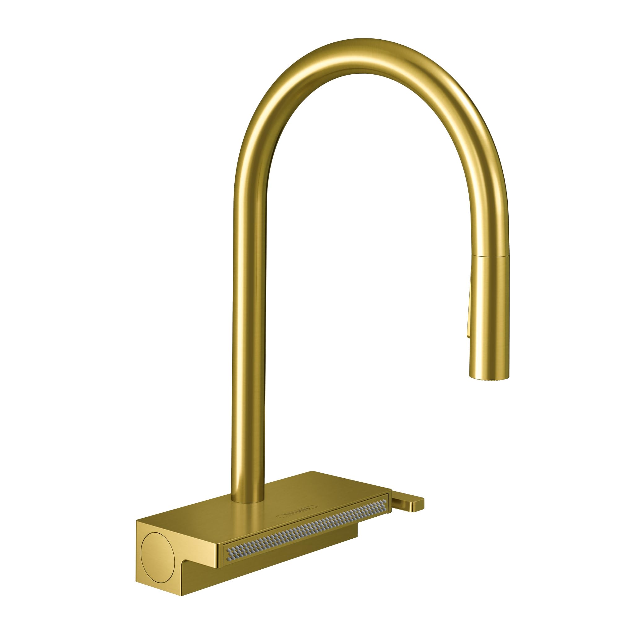 hansgrohe Aquno Select Gold High Arc Kitchen Faucet, Kitchen Faucets with Pull Down Sprayer, Faucet for Kitchen Sink, Magnetic Docking Spray Head, Brushed Gold Optic 73837251