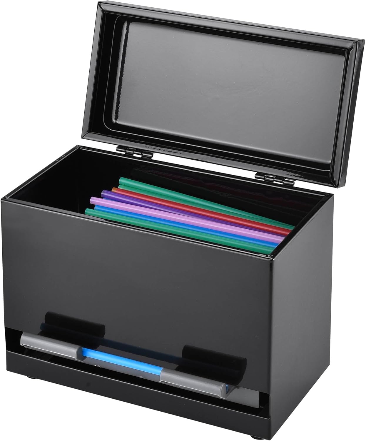 Support de paille argenté HEYOUTH boîte de rangement pour pailles de 24 cm réutilisables
