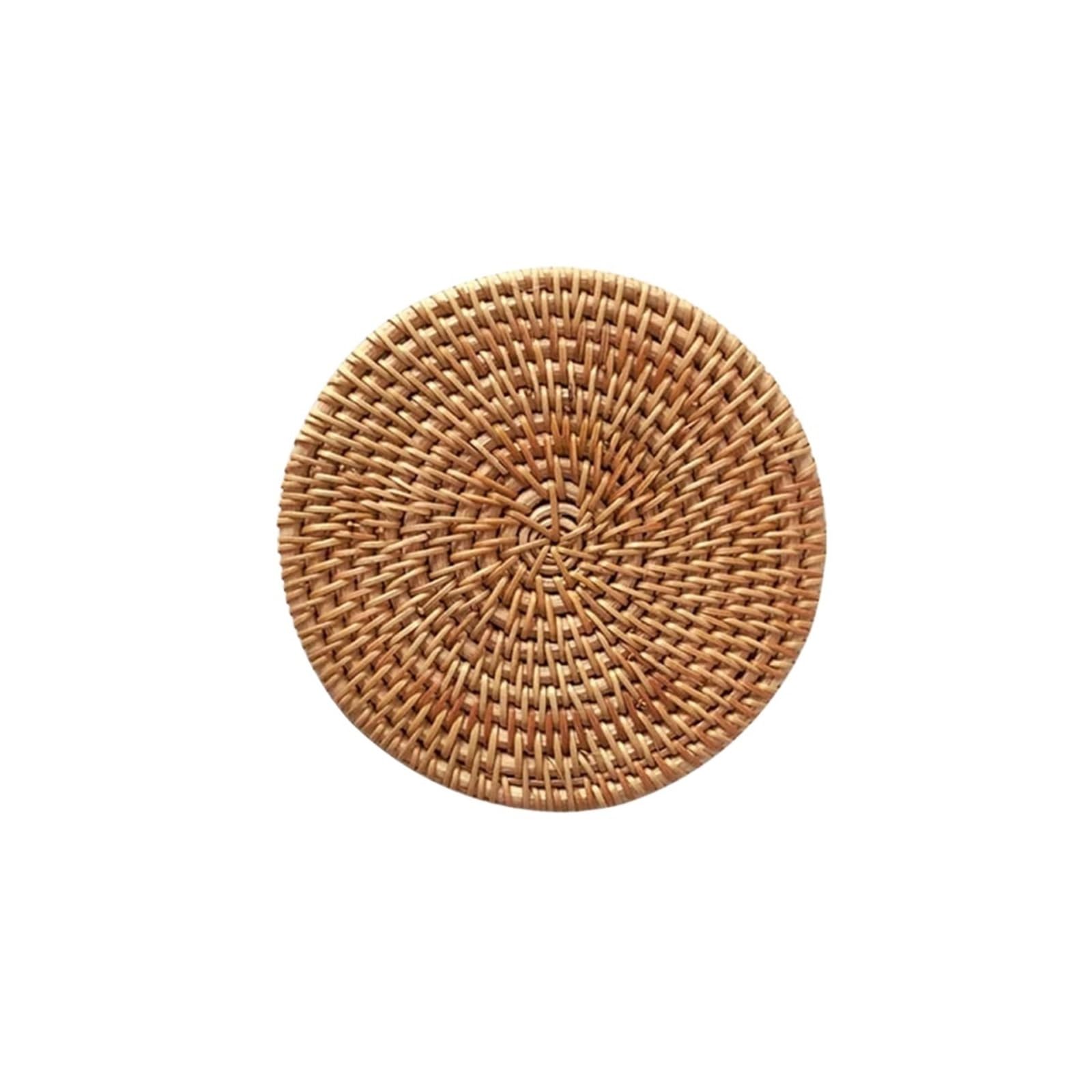 GrassWoven Placemat, 6 Rattan Placemats 10-20 cm Round Heat Insulation for Dining Table(13cm)