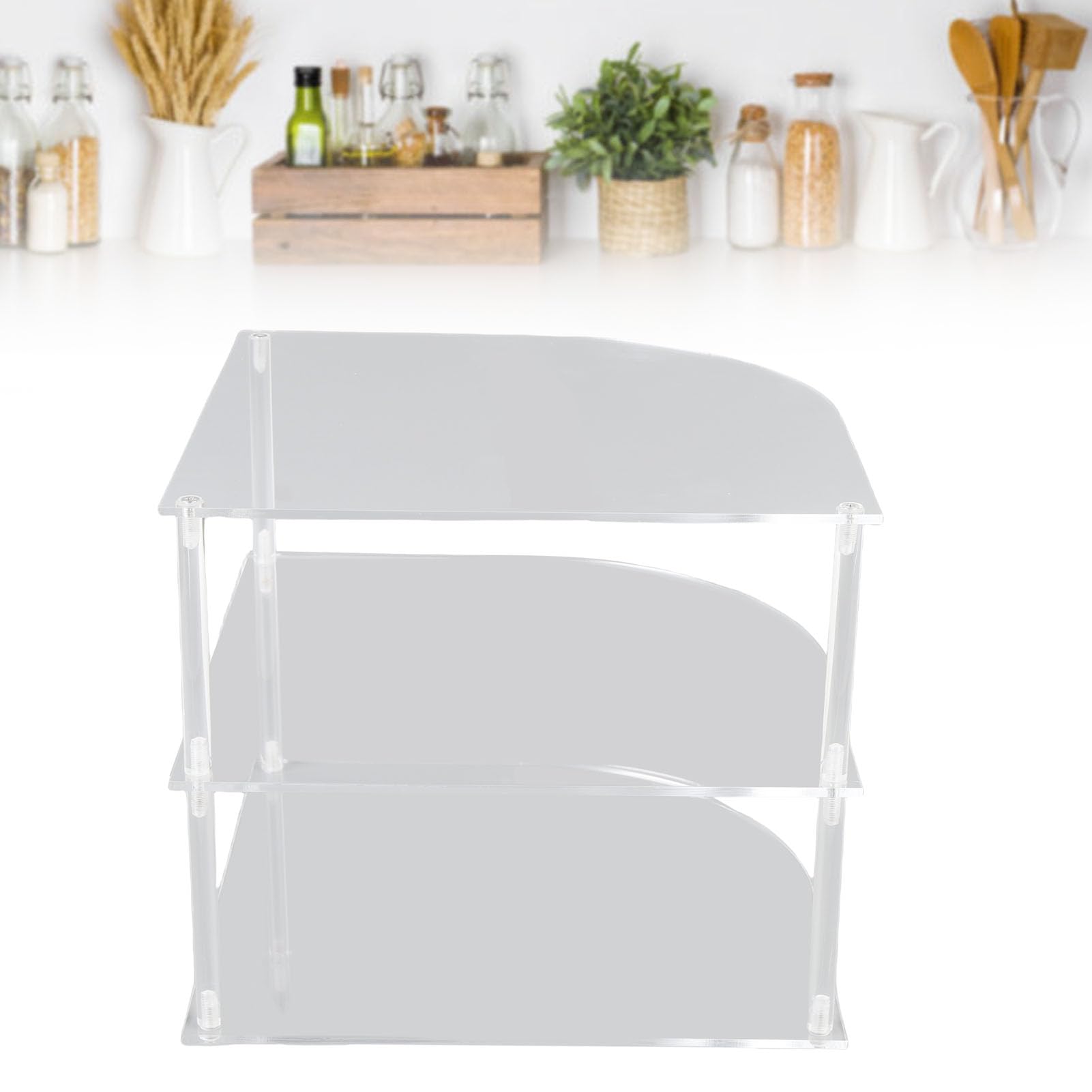 Organizzatore per Piatti, Design Acrilico Multistrato, Scaffale Angolare Salvaspazio, Base Antiscivolo, Resistente all'acqua, Costruzione Robusta, per Mobili da e Piccoli Spazi, con Bordi