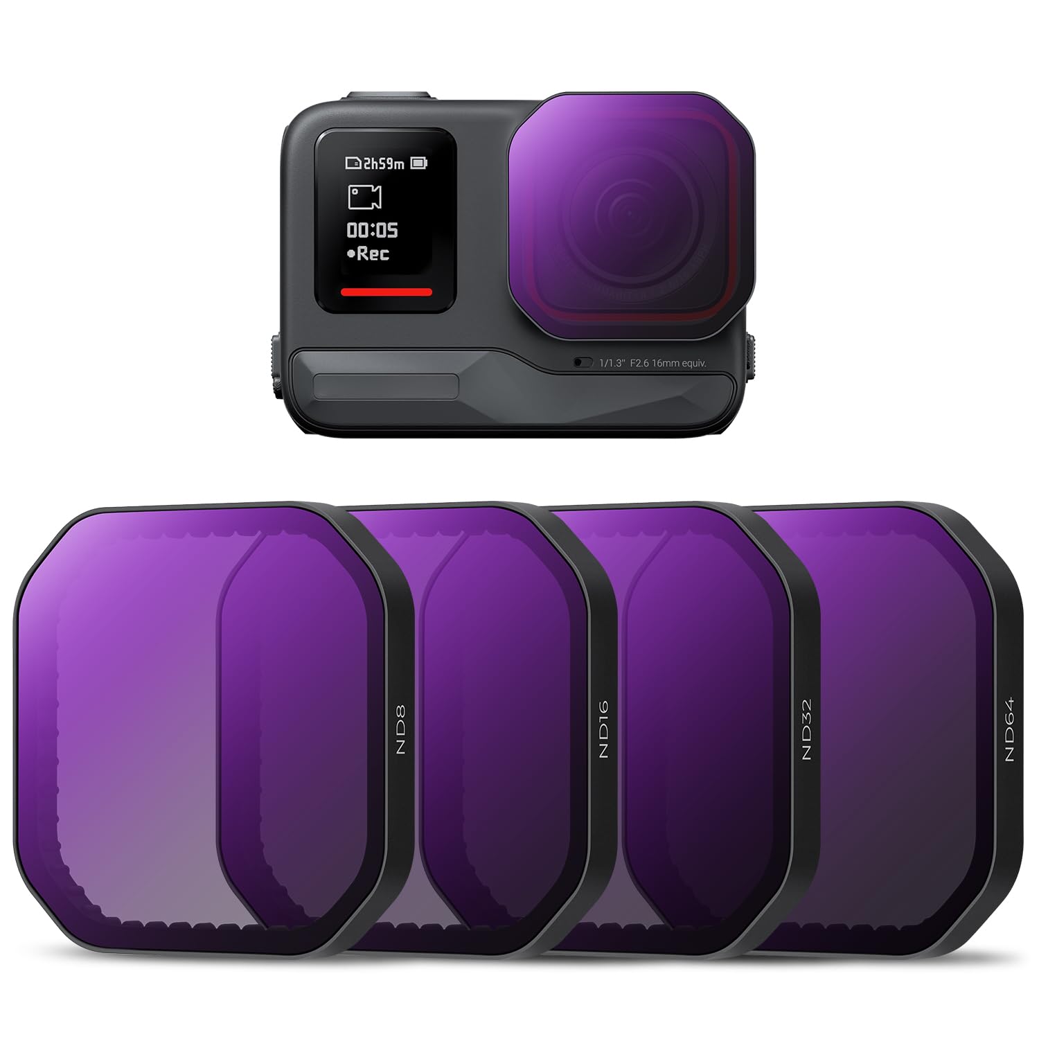 K&F Concept ND Filter Kit Compatible with Insta360 Ace Pro 2, 4Pack ND8 ND16 ND32 ND64 Neutral Density Filter, Light Reduction, Exposure Control HD