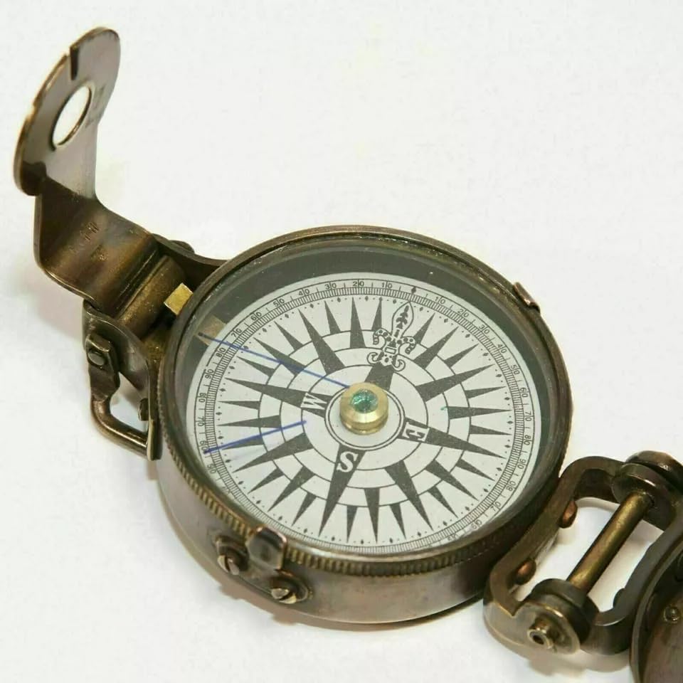 Nautical Antique Brass Vintage WWII Military Pocket Compass