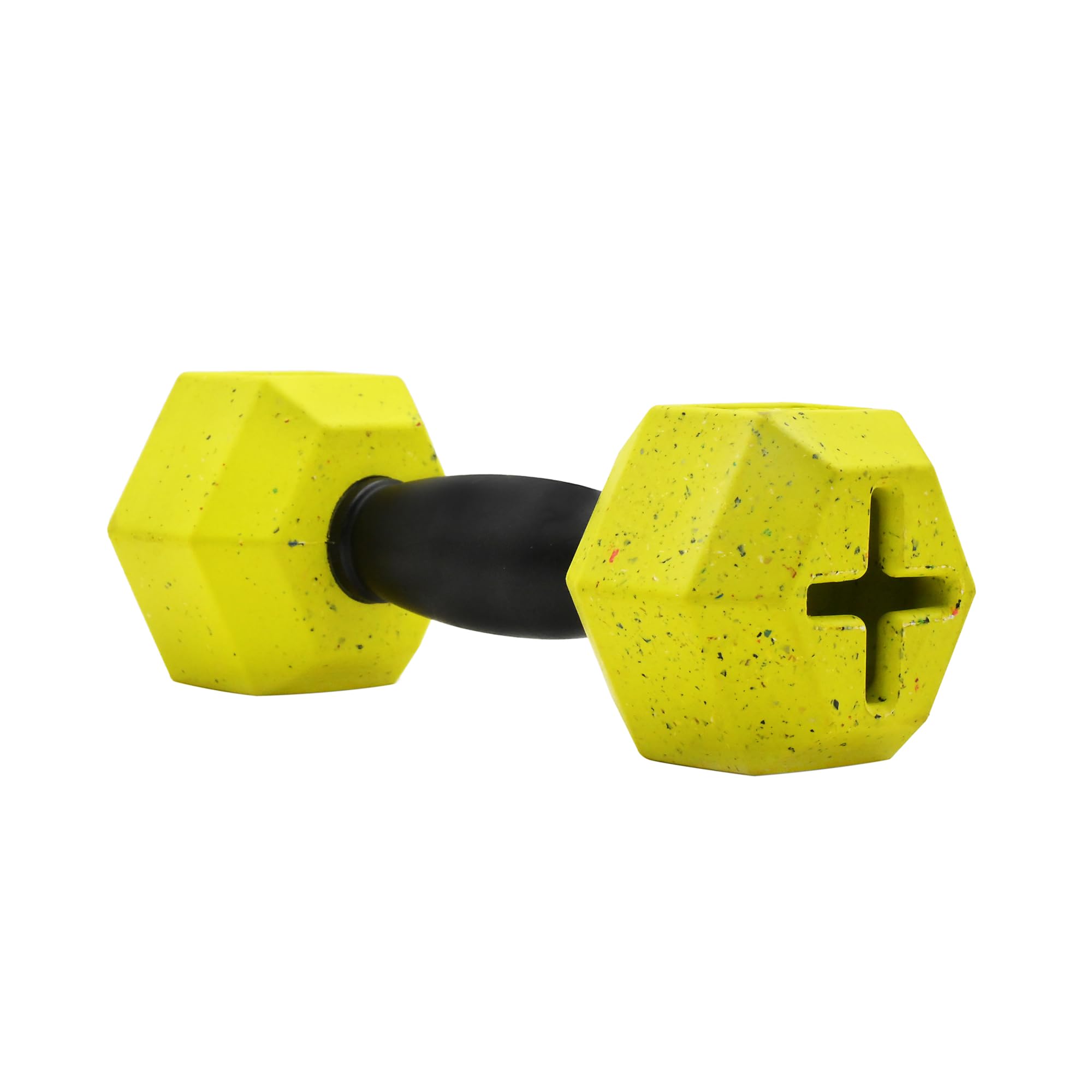 Arlee Home Fashions Nike Max Fusion Dumbbell Dog Chew Toy – Hi-Visibility Interactive Treat Dispenser, Tough Natural Rubber for Large Breeds, Made with Nike Grind, Yellow, Large