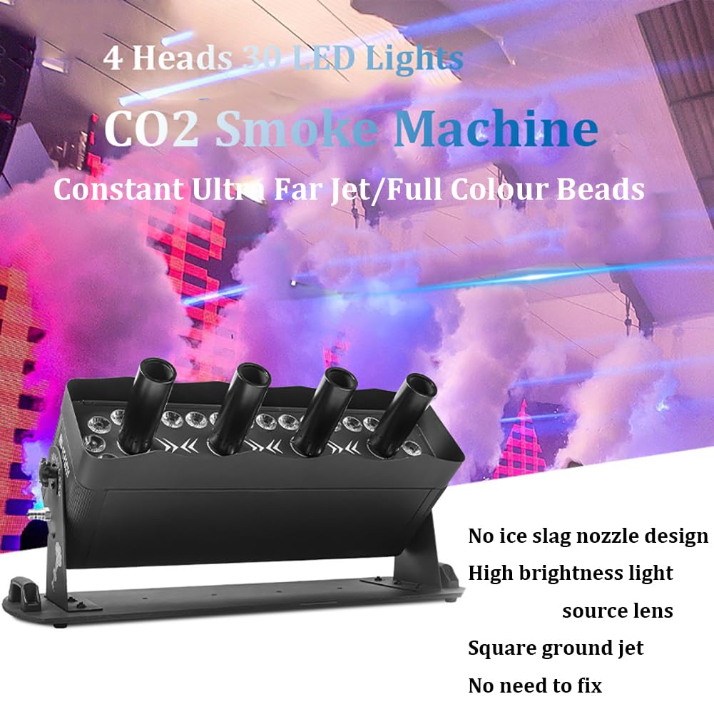 4-głowicowa wytwornica mgły CO2, wytwornica dymu z armatą Co2 z 30 diodami LED, wytwornica dymu z kolumną powietrzną, wysokość strumienia 15-20 m, wytwornica mgły scenicznej na pokazy weselne