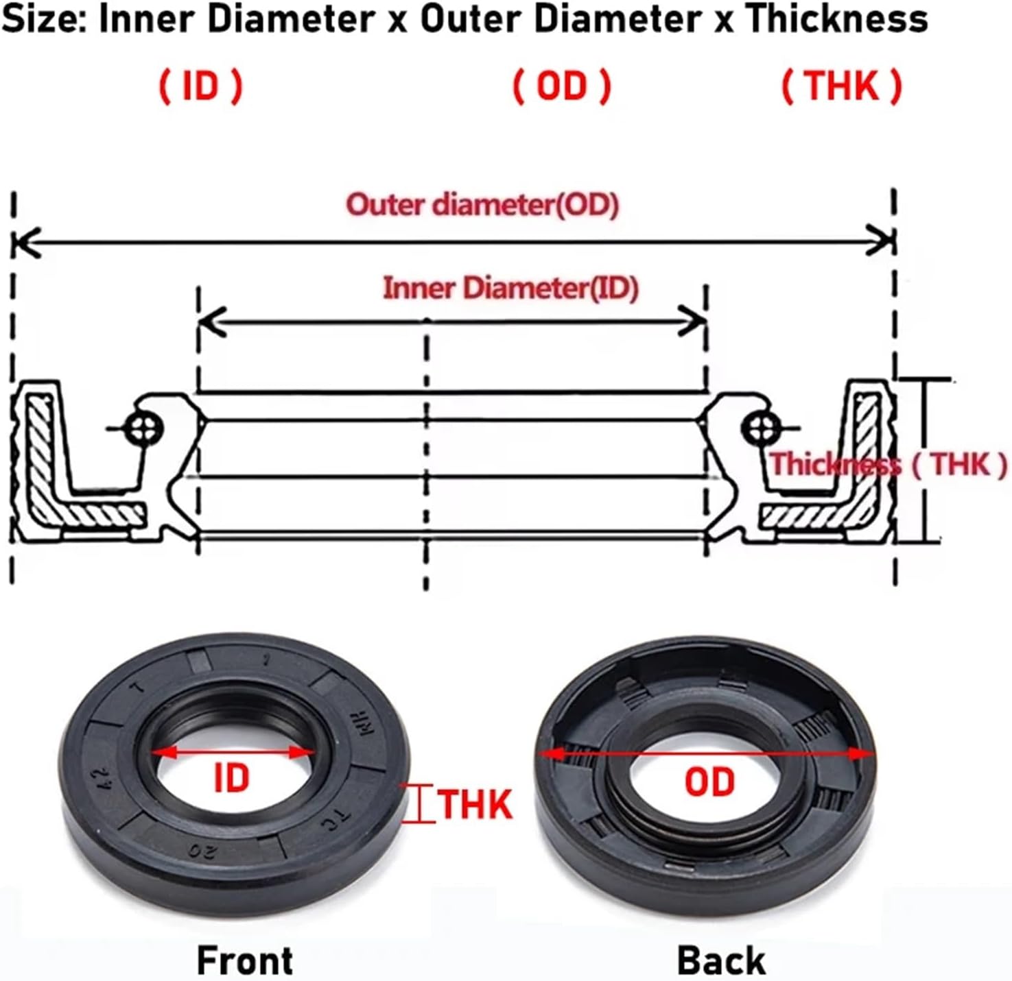 2/5pcs Black NBR Framework Oil Seals ID15mm TC-15 * 22/24/25/26/28/30/32/35/40/42 * 5/7/8/10mm Nitrile Rubber Shaft Sealing Gaskets(2pcs,15x35x5mm)