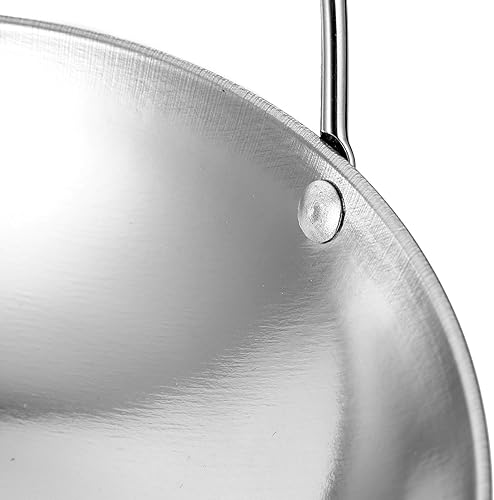 Miniatura 3 de Kichvoe Wok Sartenes de acero inoxidable para freír Pow Stir Fry 2 piezas de fondo plano para uso diario con doble asa olla de cocina para placa de