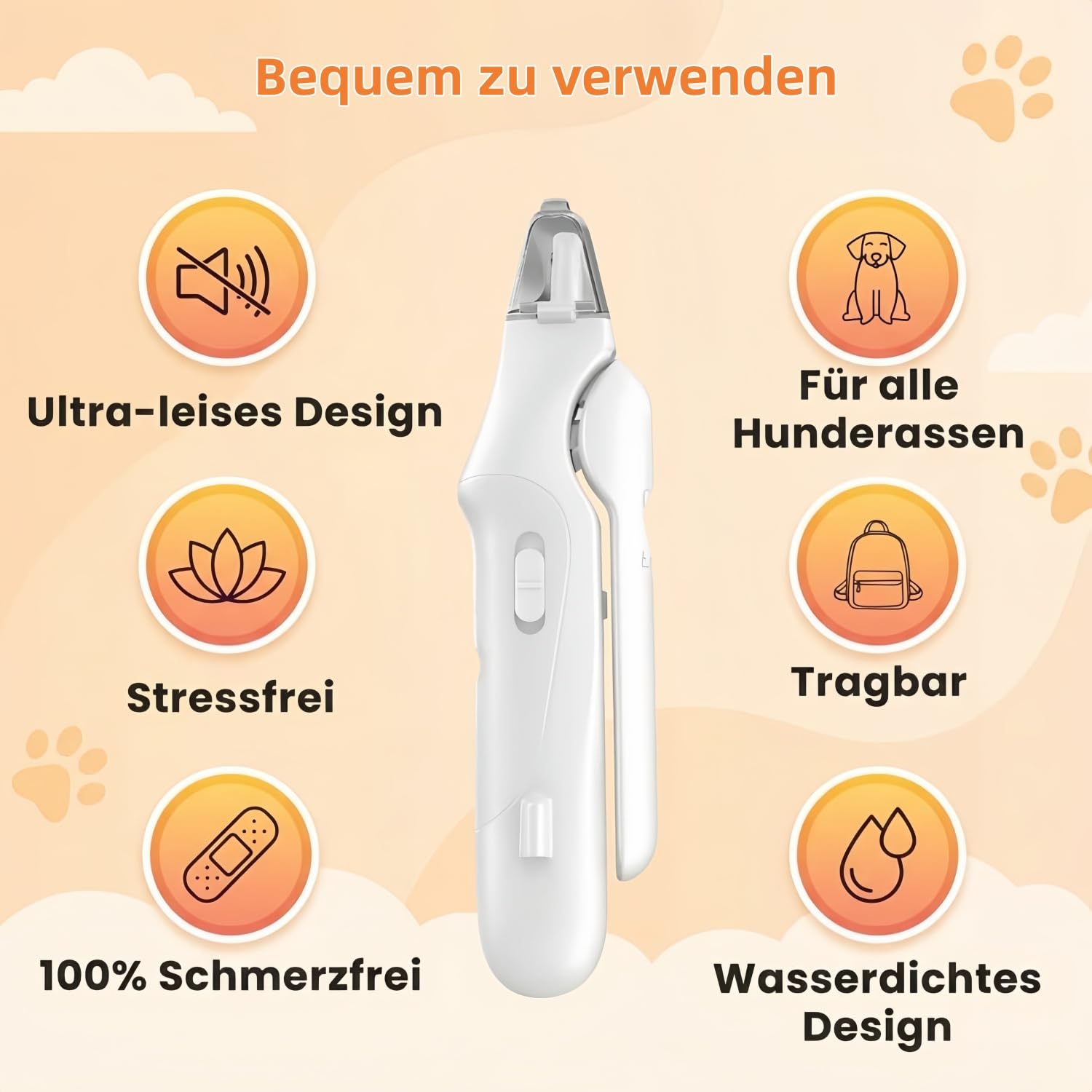 Dr.Pfoten LichtSchere PRO Hund– LED Krallenpflege Werkzeug Für Hunde Mit Sichtbarem Nerv Für Ruhige Und Sichere Anwendung- Sichere Pfotenpflege Ohne Angst (Weiß)