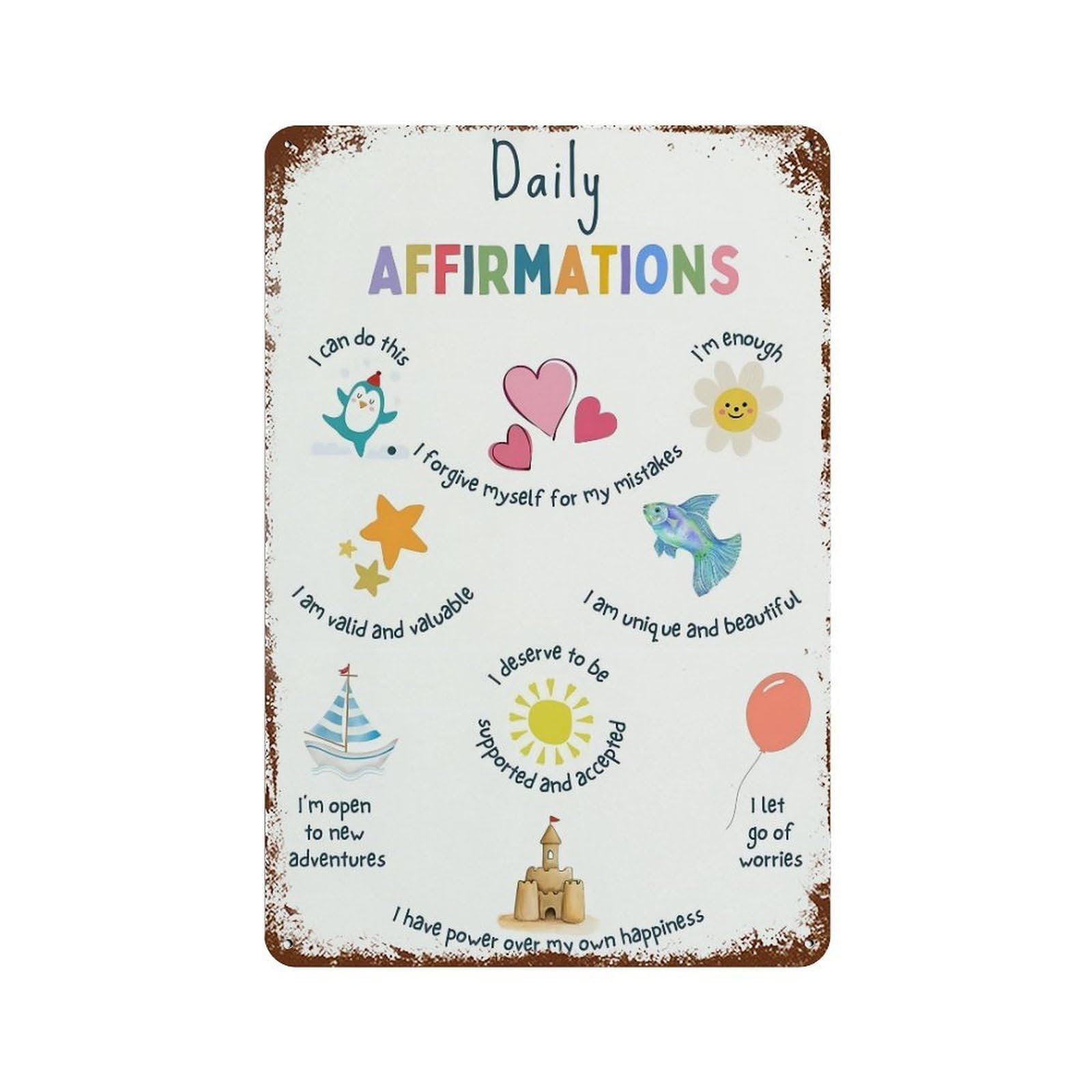 xiaoxiaoshen Affirmations Mental Health Wall Decor Art Metal Tin Poster Modern Home Decor Art Home Bar Shop Decorations Vintage Sign 30x20cm