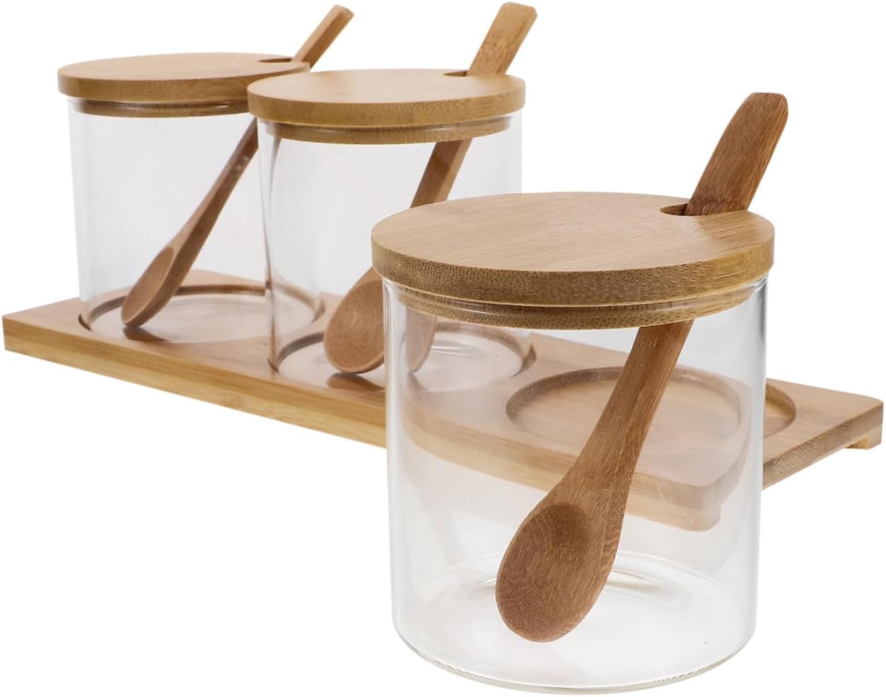 Mikinona Glass Kitchen Seasoning Storage Jars Condiment Pots for Salt Sugar and Spices Corrosion Resistant Easy to Clean Capacity Set