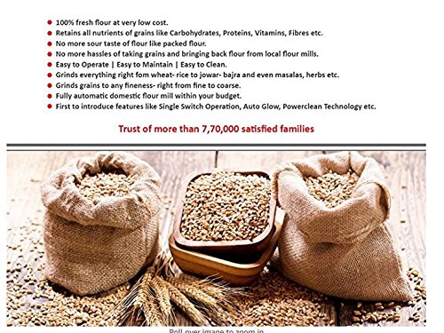 Image of Sharp Automatic Domestic Flourmill Aata Maker, Flour Mill, Ghar Ghanti, Atta Chakki with Easy Clean Feature, New Wooden Matt Finish