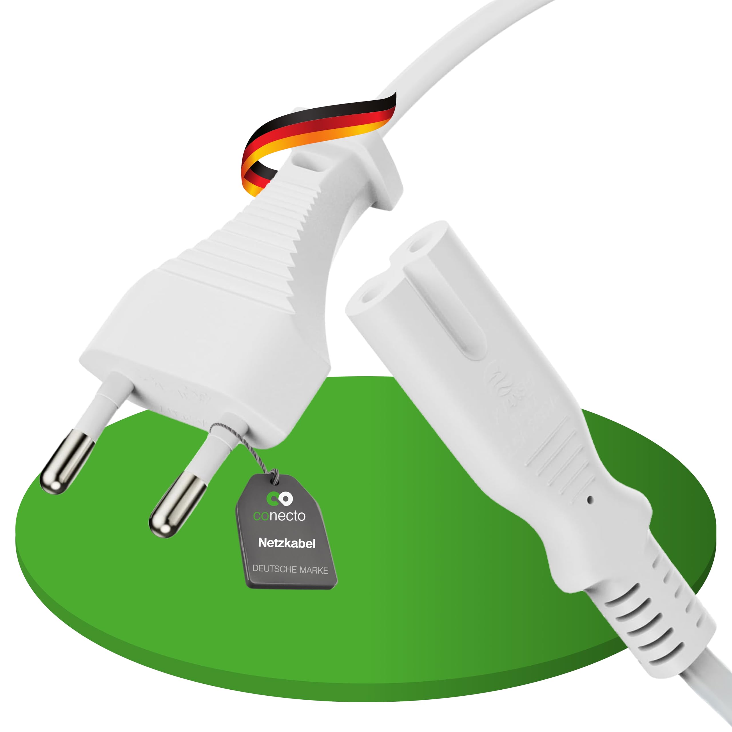 conecto Netzkabel 2 Polig, 1,0m, Eurostecker Typ C auf IEC C7 Buchse