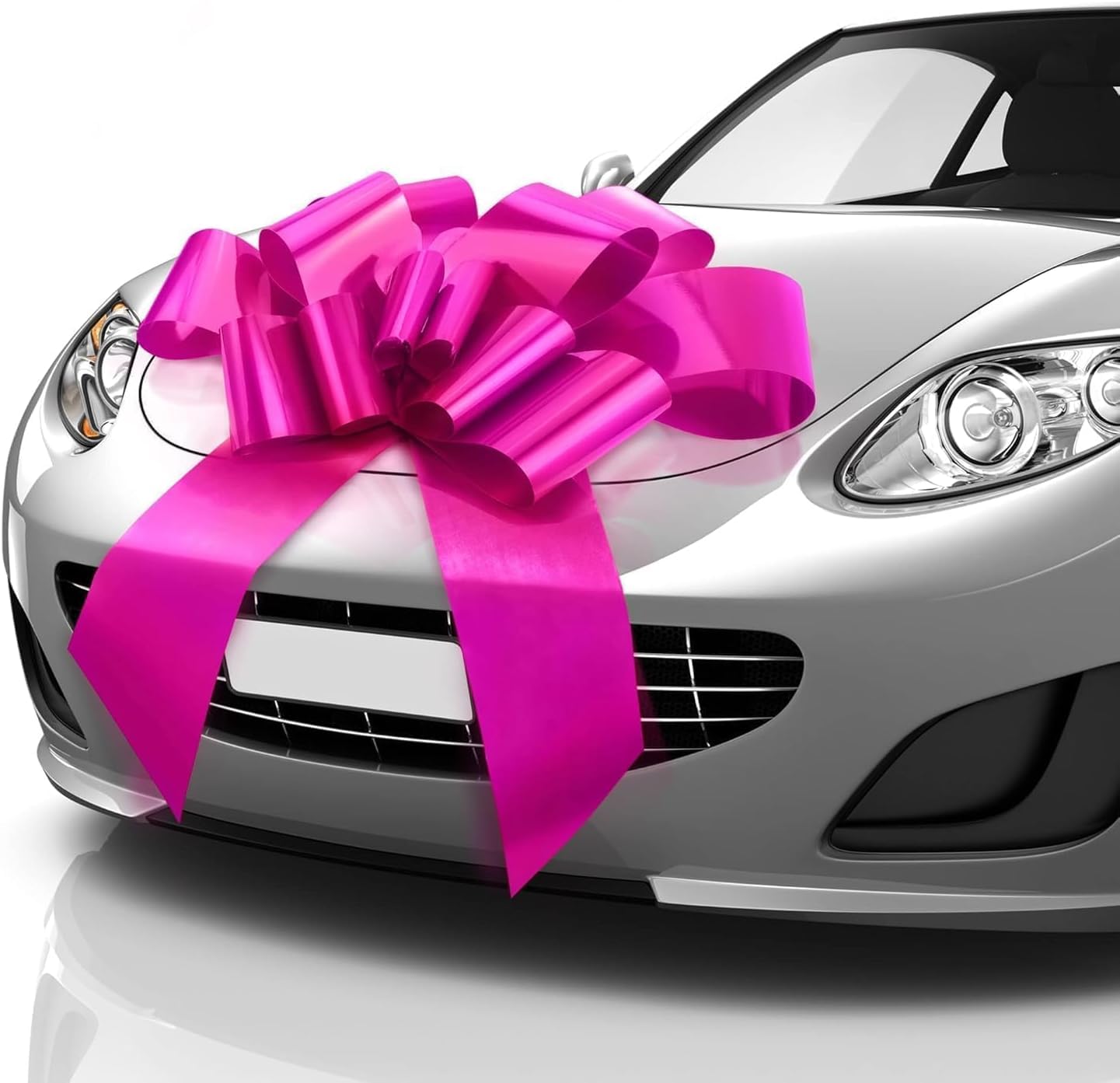 30 Inch Giant Red Car Bow - Extra Large Gift Wrapping Bow for Weddings, Birthdays, Christmas - Premium Pull Loop Present Decoration for Cars, Vehicles & Large Gifts (Rose Red)