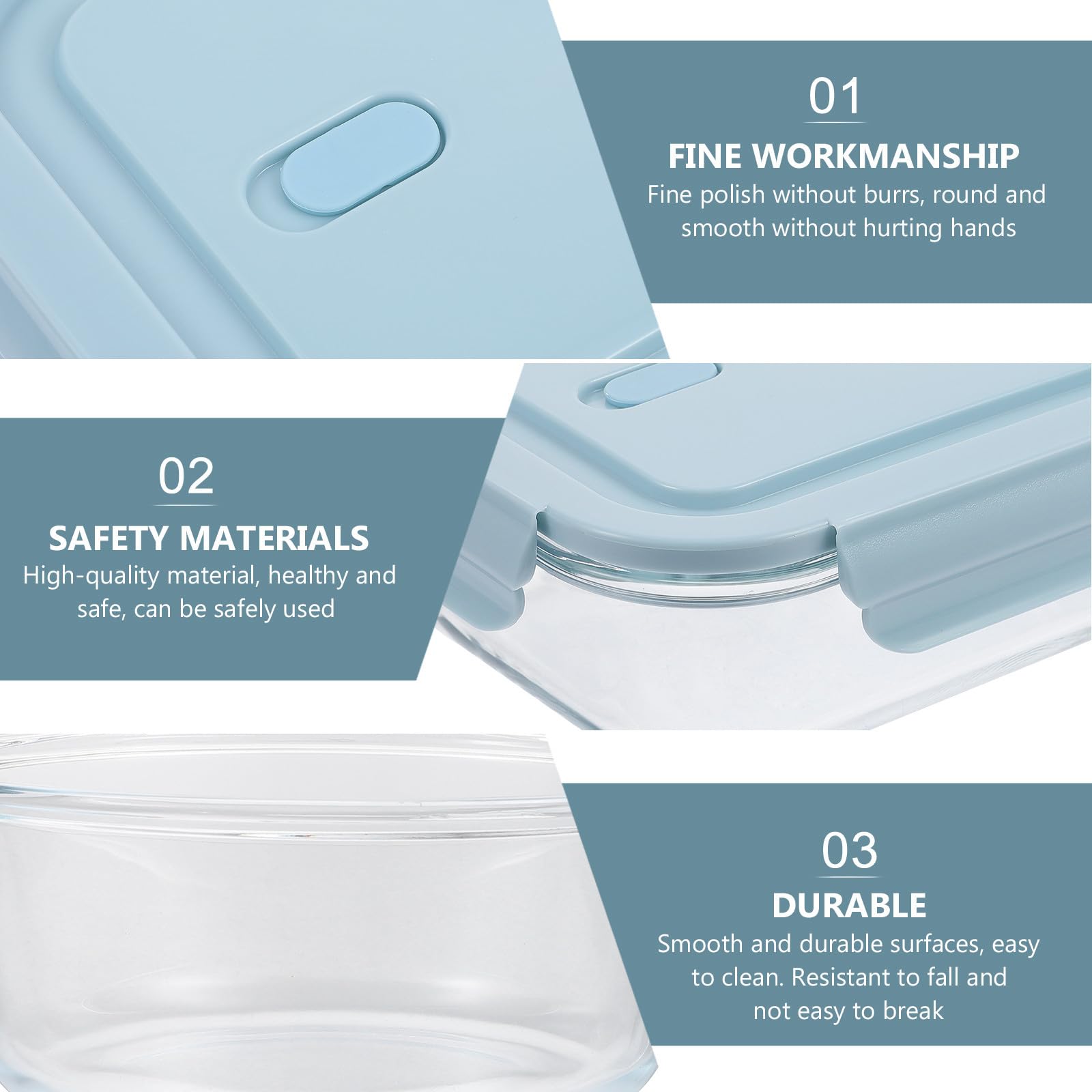 SHOWERORO Lunch Bento Box in Vetro 3 Pezzi per Conservazione Pratica | Scatola Pranzo, Schiscette, Contenitori per Merenda Scuola, Contenitori Coperchio per Alimenti, Porta Pranzo da Ufficio