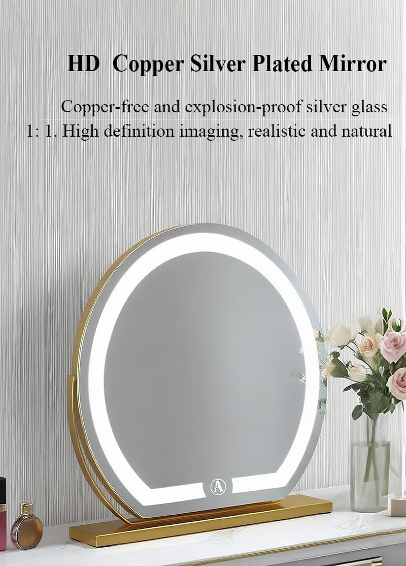 Salon-Perfect Arch Makeup Mirror Ultra-Wide 3-Color Dimmable LED Vanity Mirror USB Powered Dressing Table Night Light (50cm;Black)
