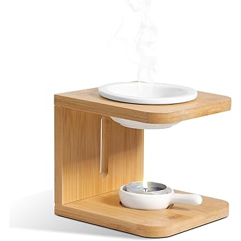 OppsArt アロマポットアロマバーナー 茶香炉 天然木 陶器 インテイア飾り プレゼント