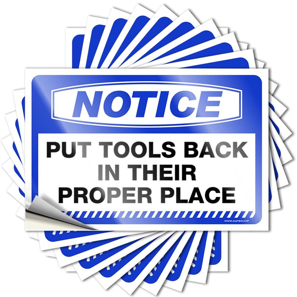 Tool Decal Notice Put Tools Back in Their Proper Place Stickers 10 Pcs Love Stickers Decor for Man Cave(6X9CM)