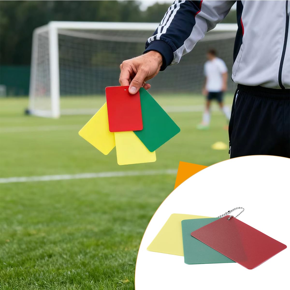 Ausi Juego de 2 tarjetas de árbitro de fútbol verde roja amarilla