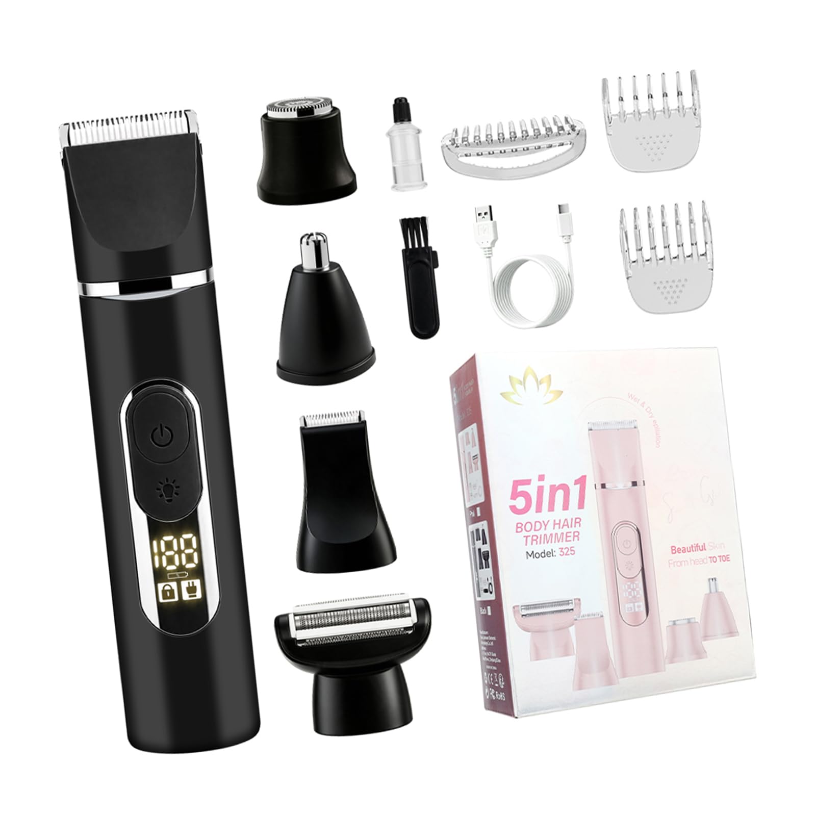 Rasoio per rifinire i del corpo 5 in 1 con cinque, Black