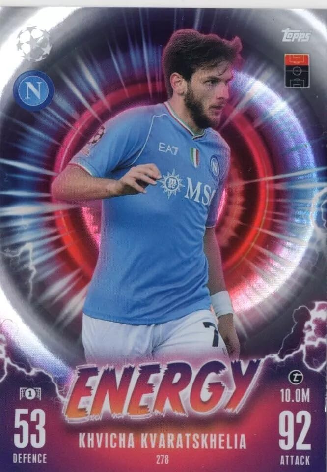 Generic Khvicha Kvaratskhelia Energy Trading Card, Match Attax Extra 2023 2024, Football, Serie A, Napoli, 1 Card, Mint Condition