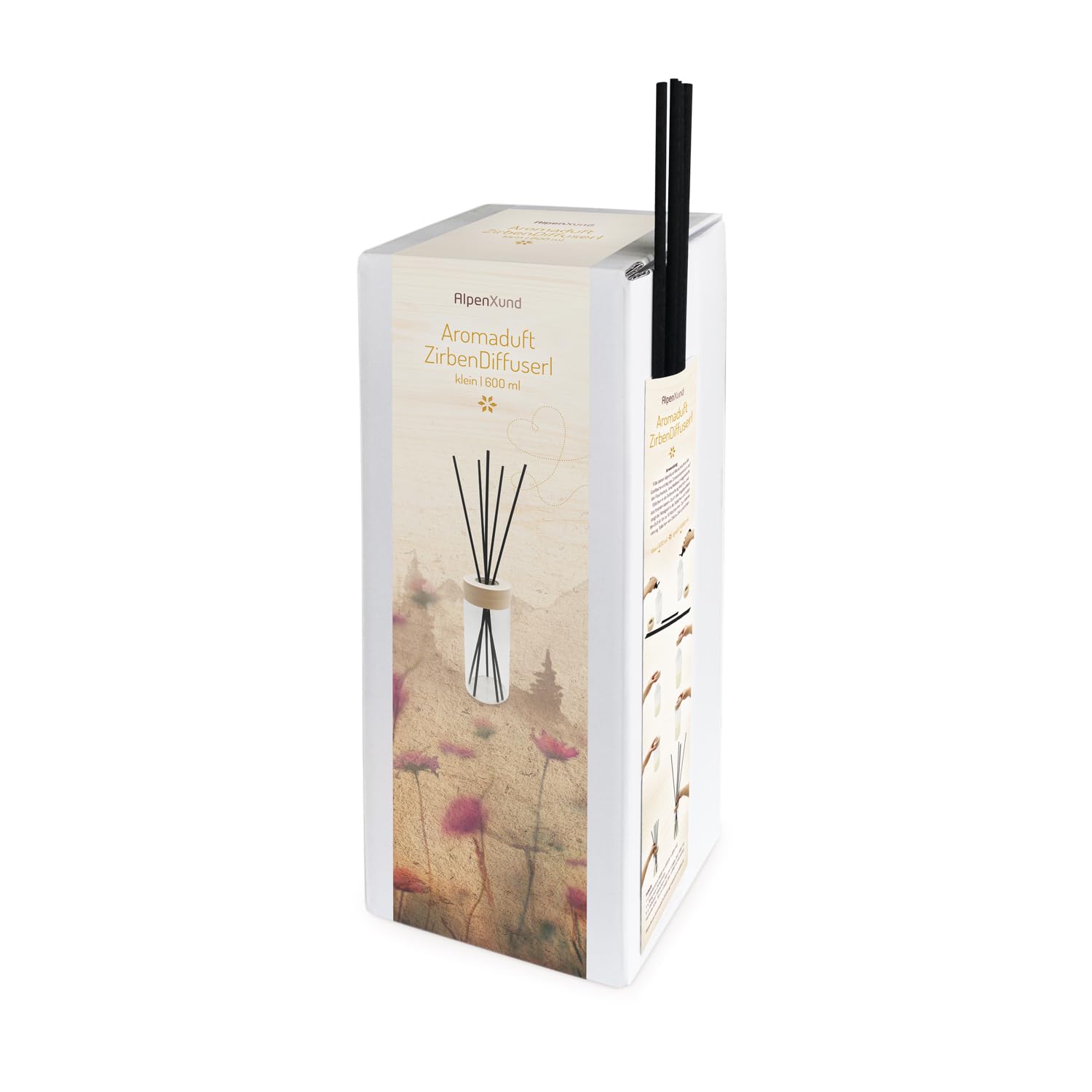 ZirbenDiffuserl Set 1000 ml + Wohlfühlerl 500 ml I Natürliche Raumbeduftung I Raumduft Nachfüllung ätherisch I Diffuser Holz Design I Duftöl 100% naturrein I Ideal für jeden Raum