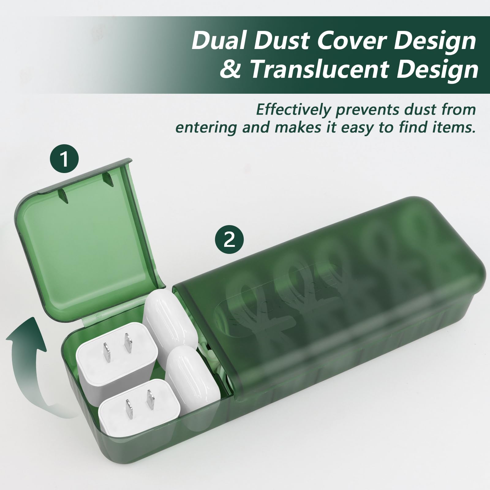 MINISOISO 2 Pezzi Organizer Cavi, Scatola di Immagazzinaggio per Cavi Dati, con 24 Fascette ed 8 Scomparti, Scatola Organizer per Cavi USB, Organizzatore di Cavi, per Famiglia/Iscrivania/Ufficio