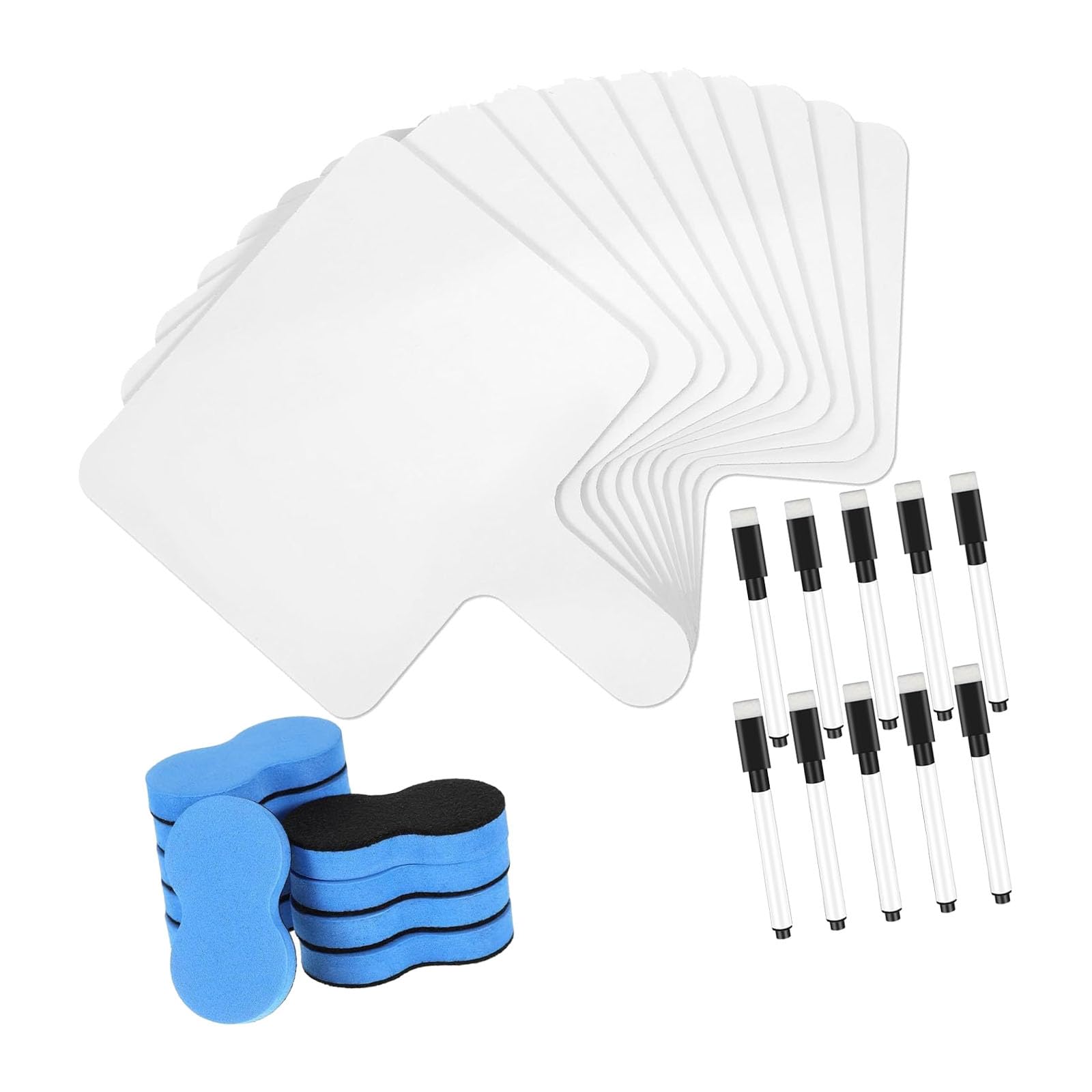 10-teiliges doppelseitiges Whiteboard Set mit rutschfestem