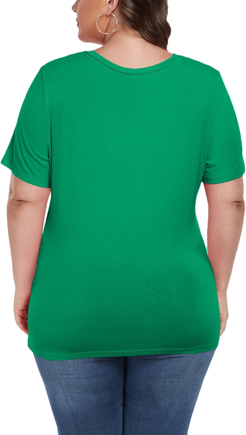 Women's Plus Size St Patricks Day T-Shirt Women Lucky Clover Graphic Irish Tee Casual Short Sleeve Graphic Tees - Image 4