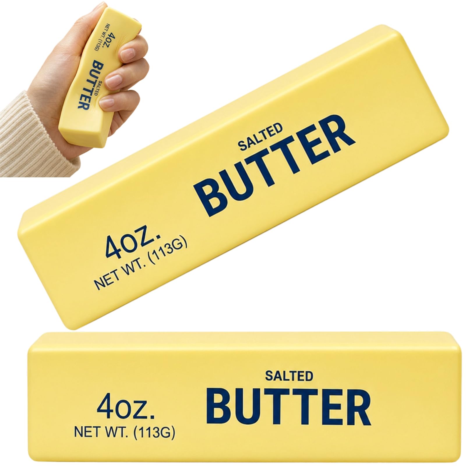 2-Pack Butter Squishy Toys – Soft Salted Butter Stick Sensory Fidgets for Office Desk Decor & Stress Relief