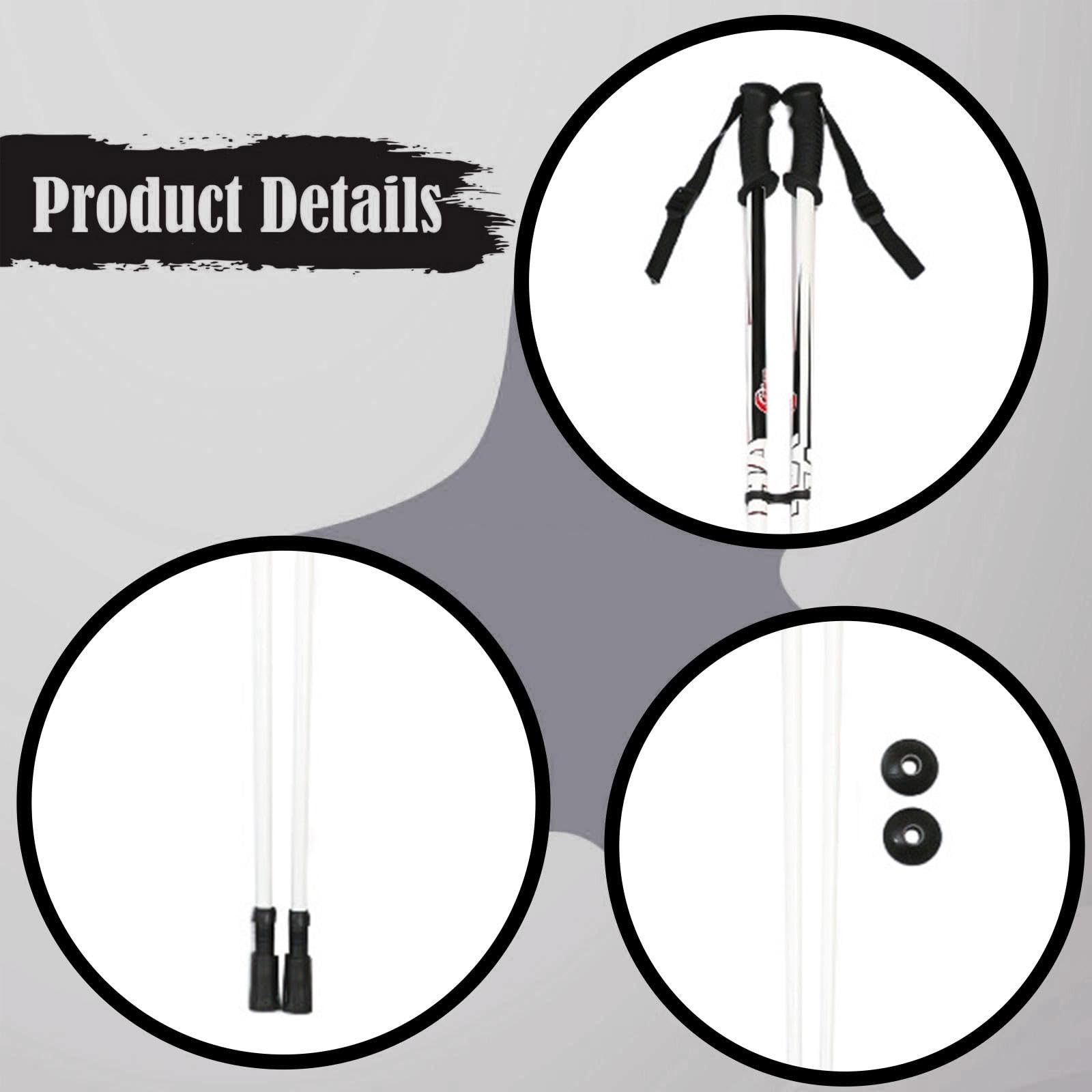 MERIGLARE Bastones de esquí Ligeros, Profesionales, con Mango ergonómico, portátiles, de aleación de Aluminio, para Snowboard, Raquetas de Nieve y esquí, Blanco