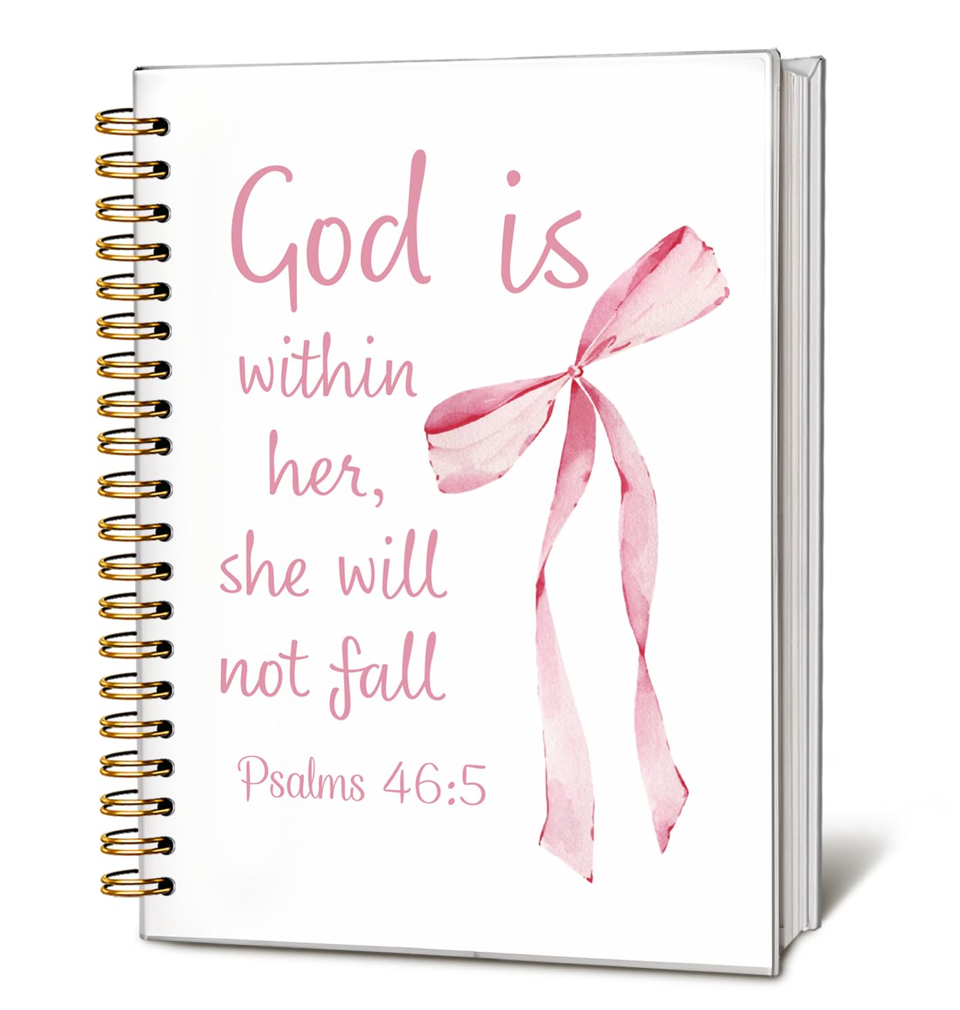 LIANGW Cute Preppy Bible Study Journals for Women, Coquette Pink Bow Spiral Bible Notebook for Note Taking, Cute Preppy School Supplies, God Is Within
