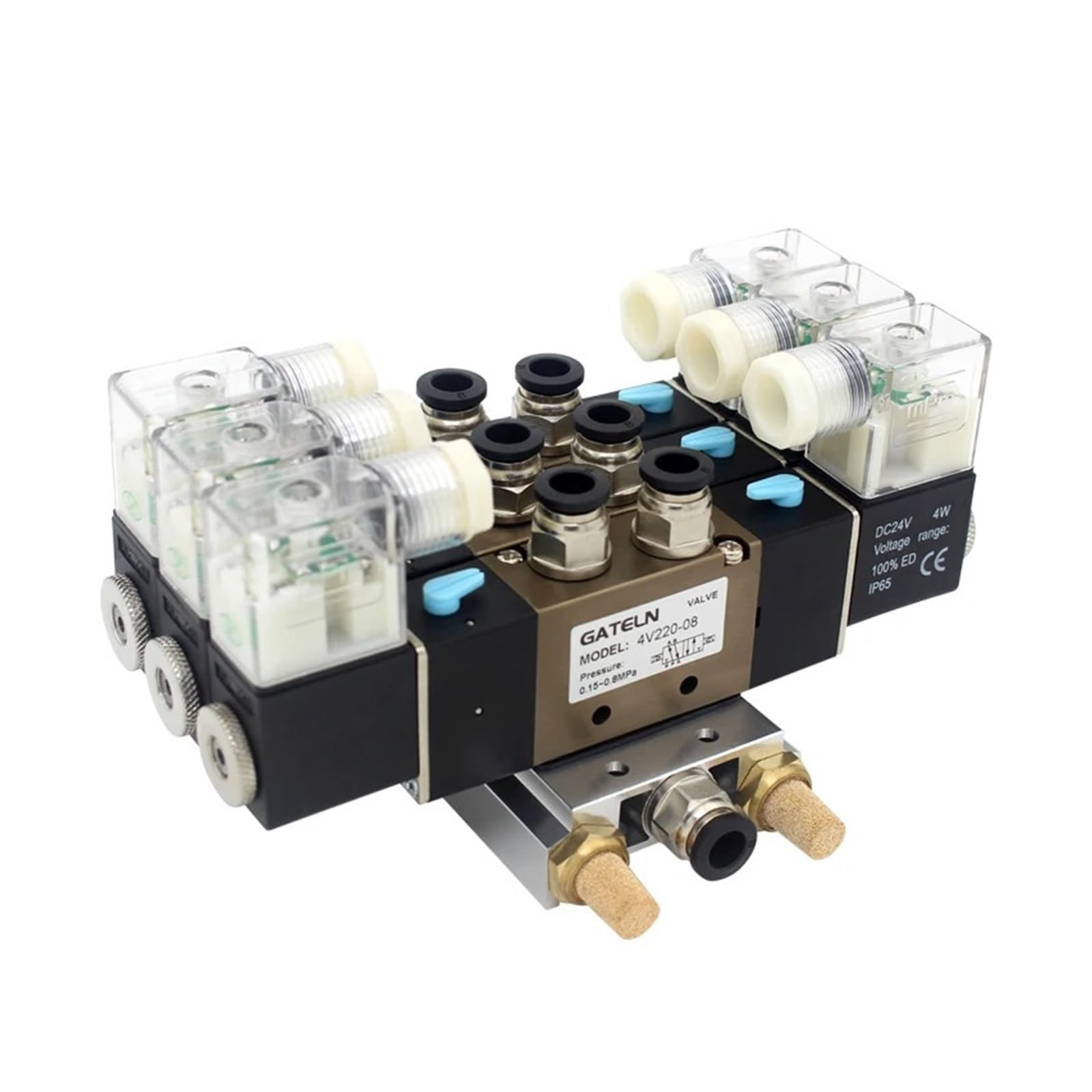 Électrovanne 5 voies 2 positions 4V220-08 AC110V avec raccords 4mm