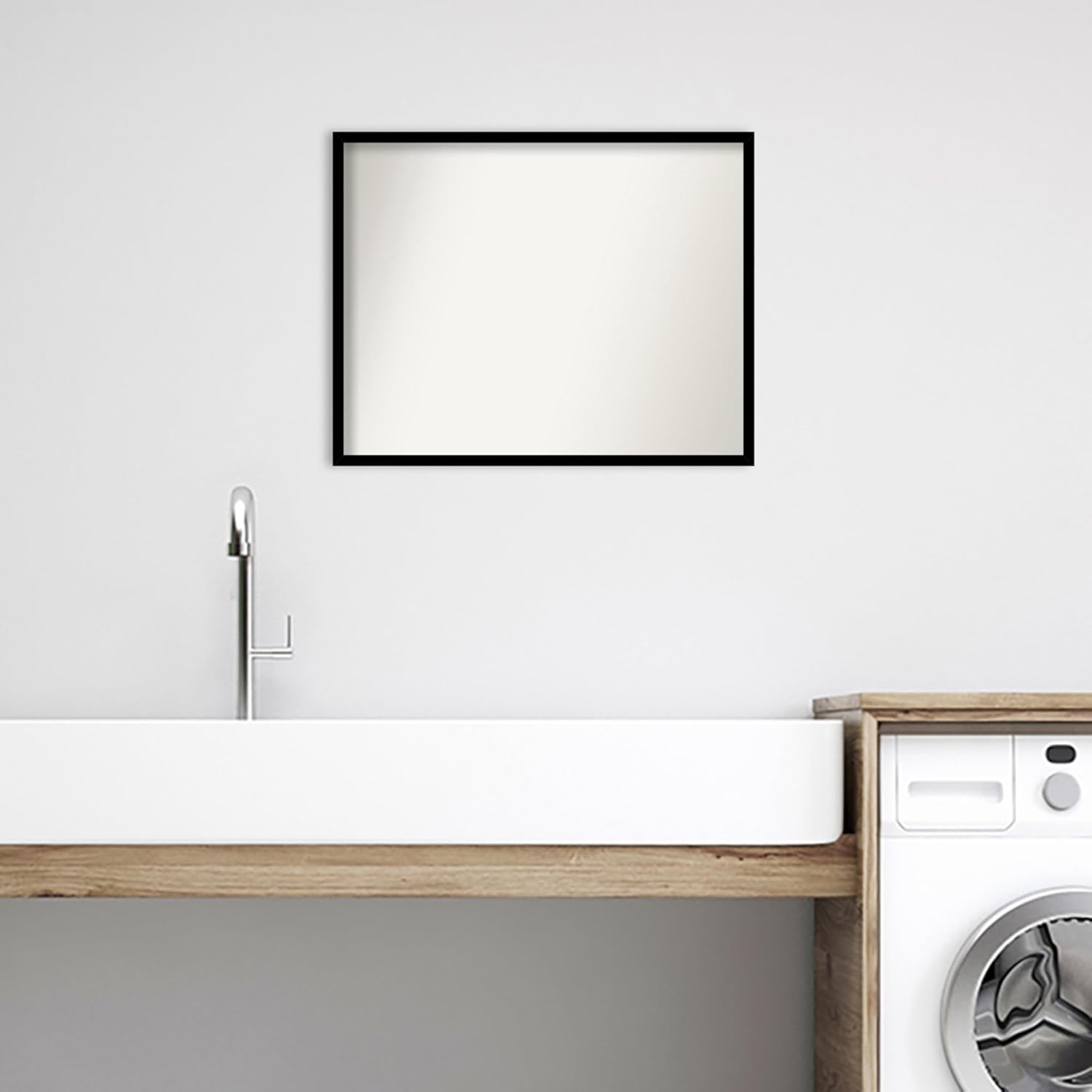 Amanti Art Black Bathroom Mirror for Over Sink, 23x29 Black Gallery Deep Rectangle Vanity Mirror, Large Modern Wood Frame, Hangs Horizonally and Vertically, Bathroom Wall Decor, Non-Beveled Edge