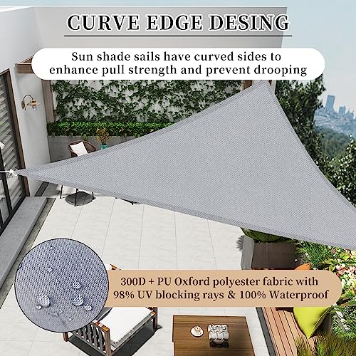 RICHIE Sun Shade Sail Triangle 5x5x5m Waterproof,98% UV Block Awnings for Patios with Free Rope Sunscreen Awning Canopy - Image 3