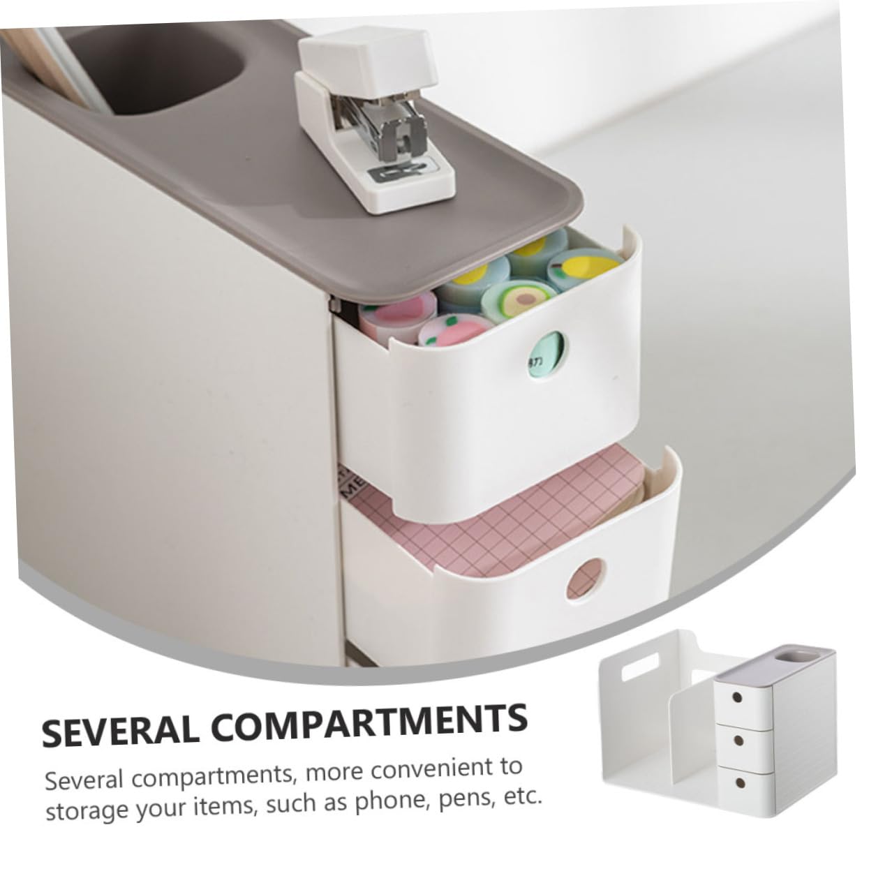 Veemoon 1 Pz Scatola Porta Cancelleria Per Ufficio Organizzatori Da Scrivania Organizzatore Della Scrivania Organizzatore Di Penna Multifunzionale Forniture Plastica Grigio