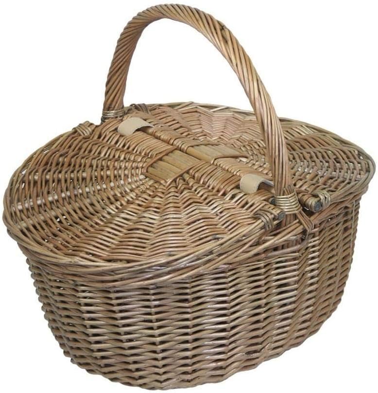 Red Hamper Antique Grey Oval Picnic Basket, 19 x 42 x 35 cm, Brown