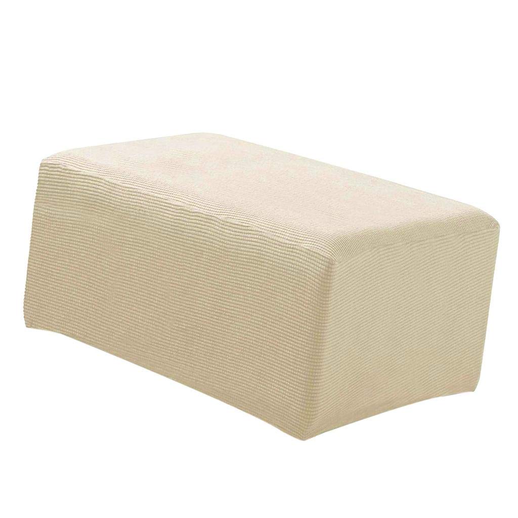 stretch ottoman pouf cover footrest stool slipcover protector beige | home & garden | furniture | slipcovers