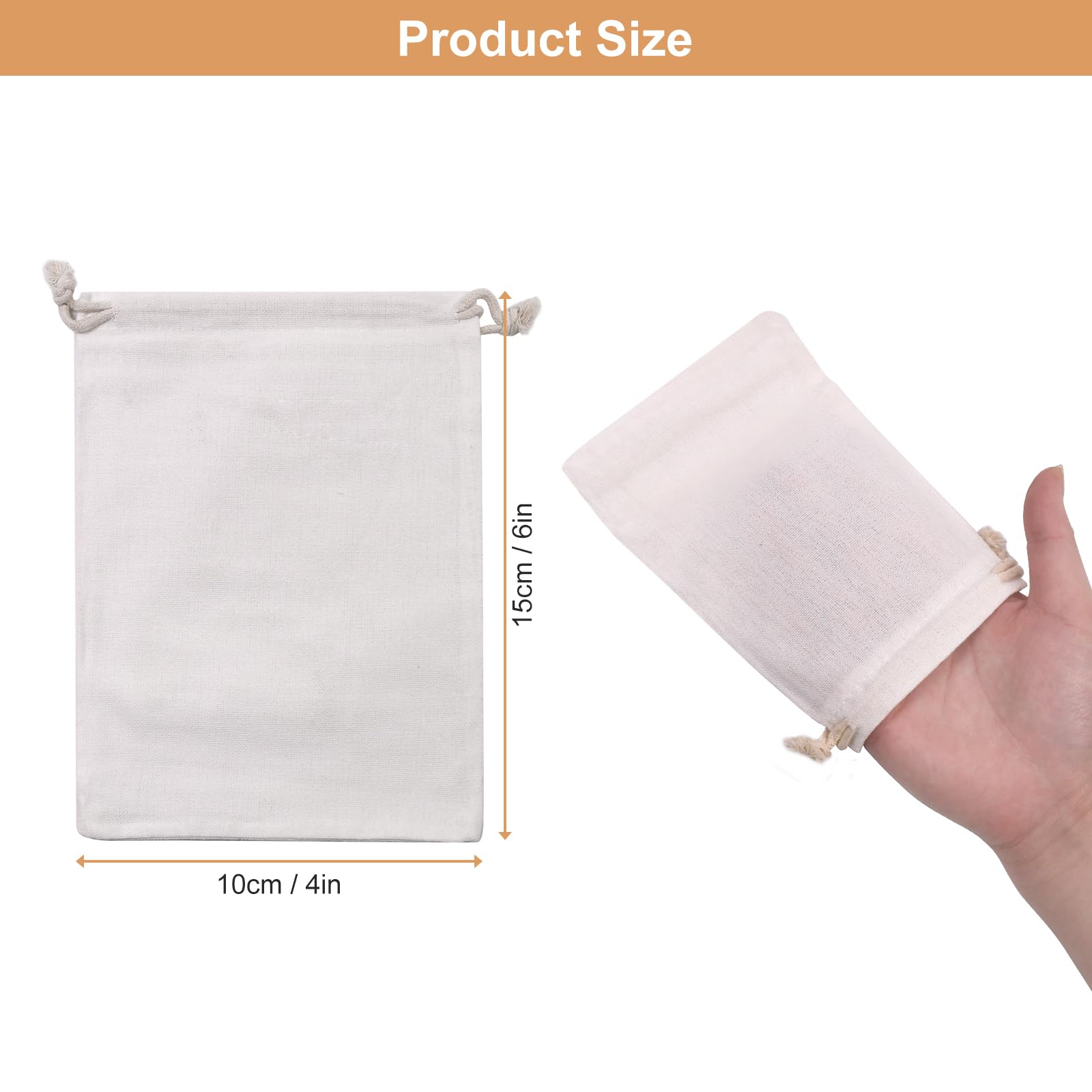 SumDirect 20Pcs Cotton Muslin Bags,White Mini Lightweight Gift Bags Breathable Pouches with Drawstring Reusable Packing Storage Bags for Wedding, Party, Birthday (4x6inch)