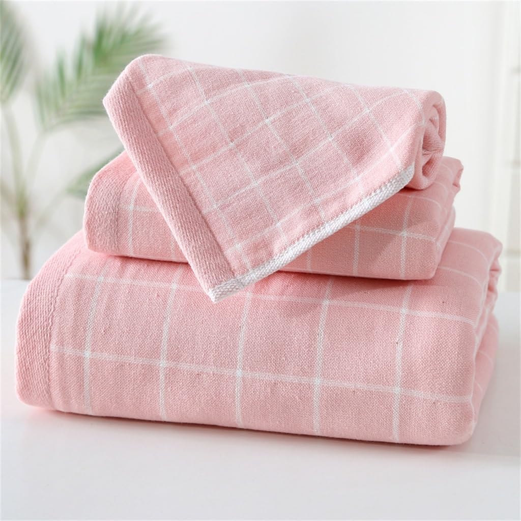 Men's Women's Bath Towel Plaid Women's Men's Hand and Face Bath Towel Set of 3 Cotton Adult 70 * 140 34 * 76 34 * 34(Black)