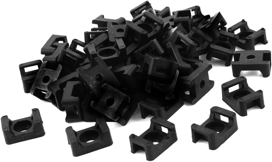 uxcell Plastic Wire Buddle Cable Tie Mount Saddle 9mm 100pcs Black