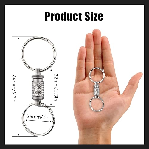 Miniatura 7 de Titanium Quick Release Keychain, Swivel Key Holder Anti-Slip with Detachable 2 Rings UIInosoo Double-End Pull Apart Easily