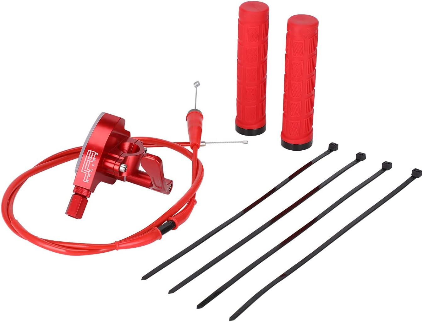 JFG RACING 7/8'' 22mm Thumb Throttle Cable Transparent Throttle Accelerator Handle Assembly CNC for 50cc 70cc 90cc 110cc 125cc 250cc ATV Mini Bike Quad Dirt Pit Bike Red