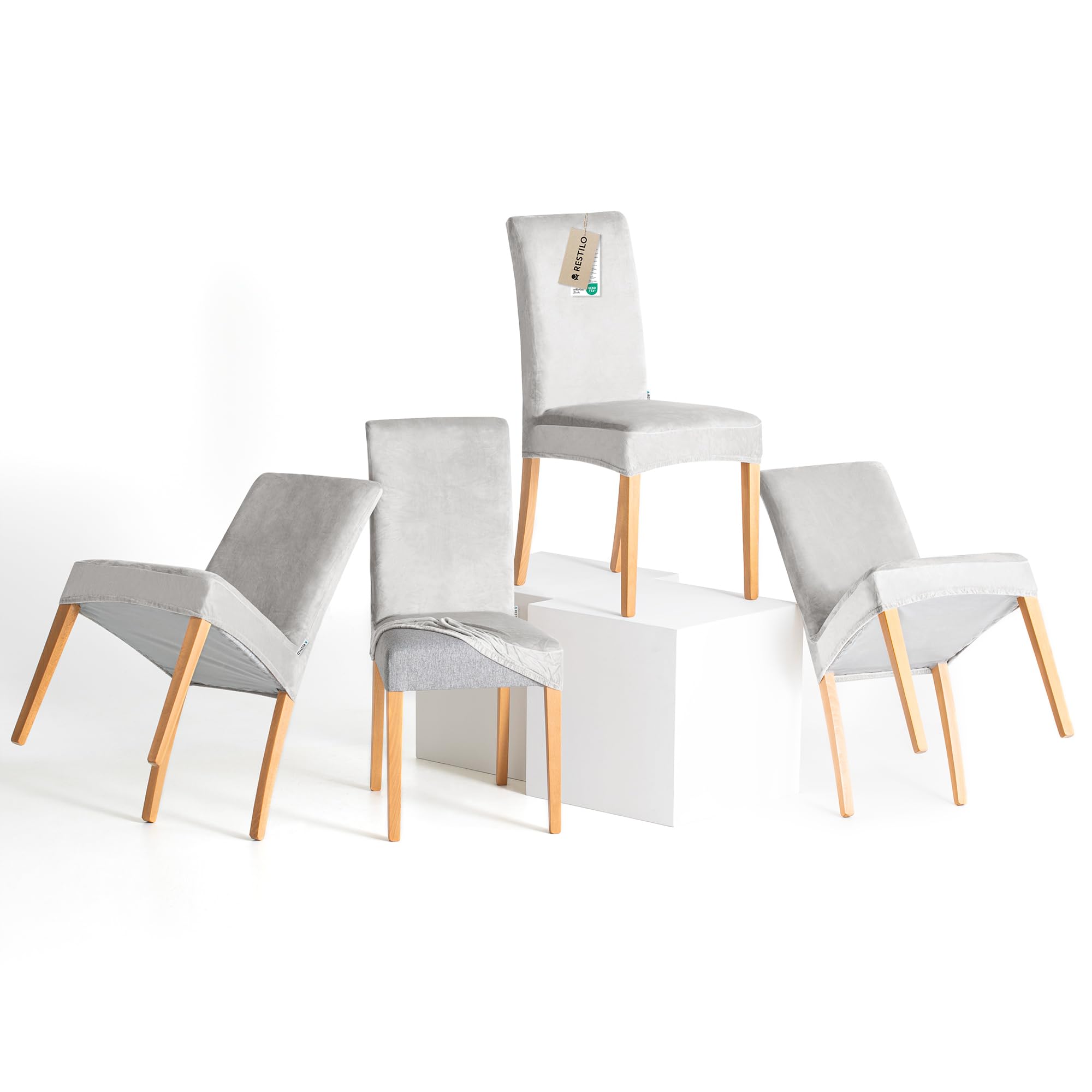 Set di 4 coprisedie, elastici, lavabili, per sala da pranzo, cucina, ristorante, hotel, banchetti, matrimoni, feste