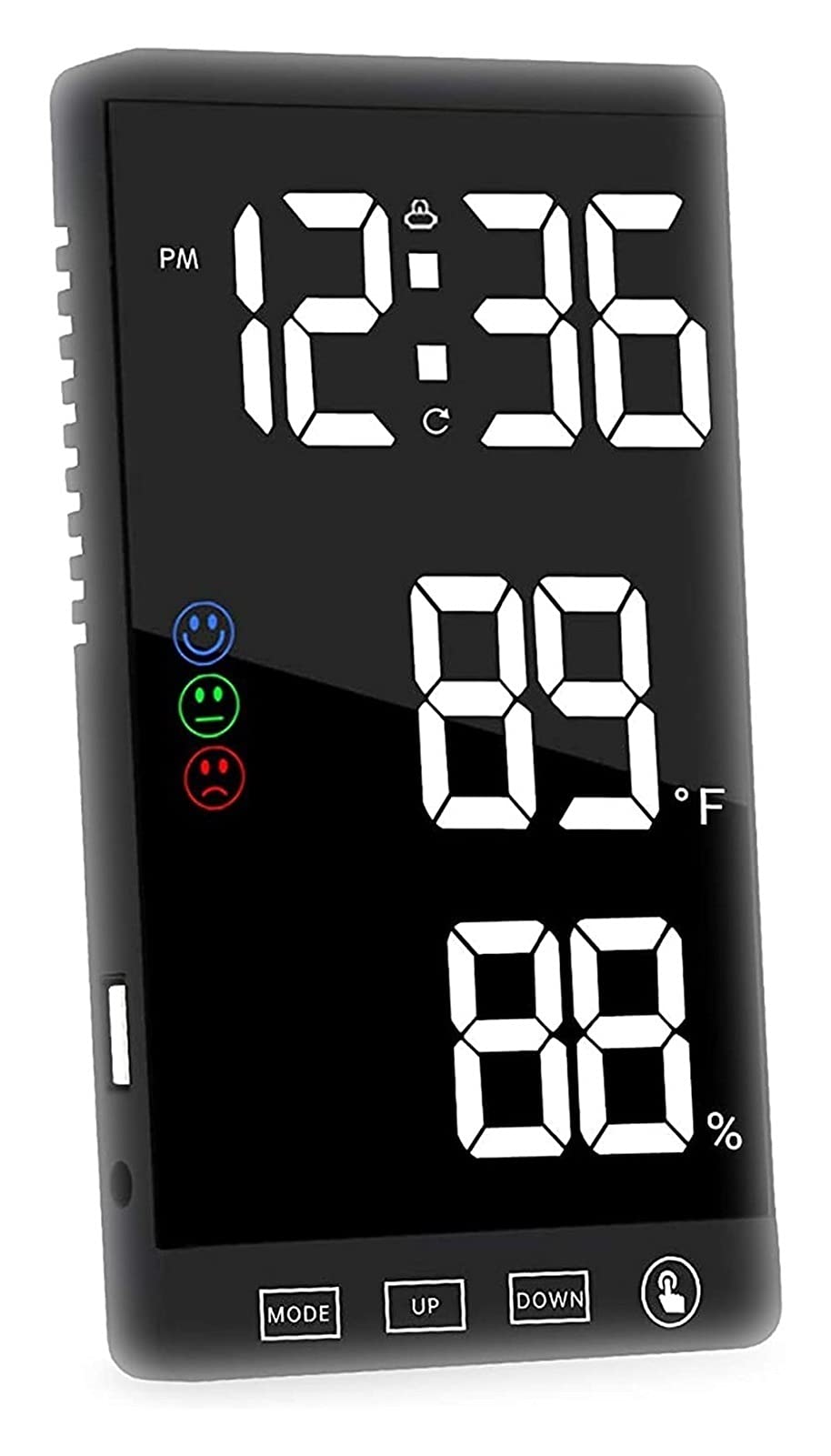 Reloj de alarma digital y monitor de humedad con pantalla LCD para día de la semana