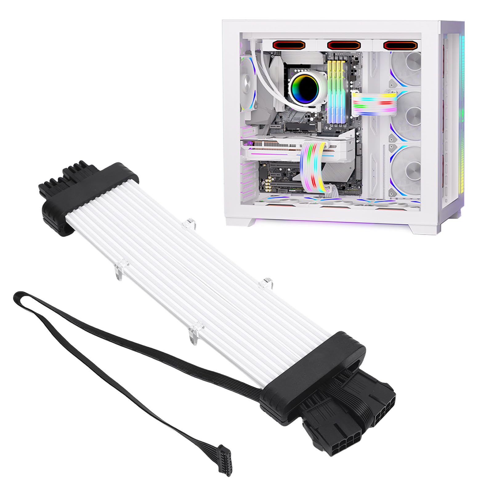 Fabater Cavo PSU ARGB con 120 Perline Luminose Configurazione di Gioco Straordinaria - Striscia LED di Sincronizzazione ARGB da 5 V per Appassionati di PC, Materiale Siliconico, 1 unità (#2)