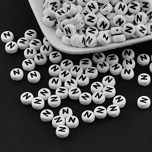 Handicraft Emporium | Flat Round Alphabet Acrylic Beads | Approx 50g / 350 Pieces | N — image 1